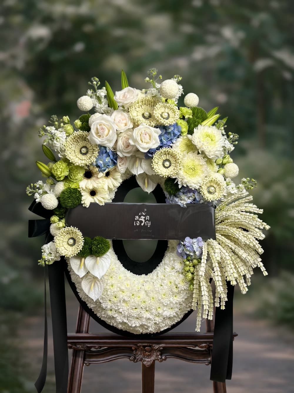 พวงหรีดดอกไม้สด WJ-0021